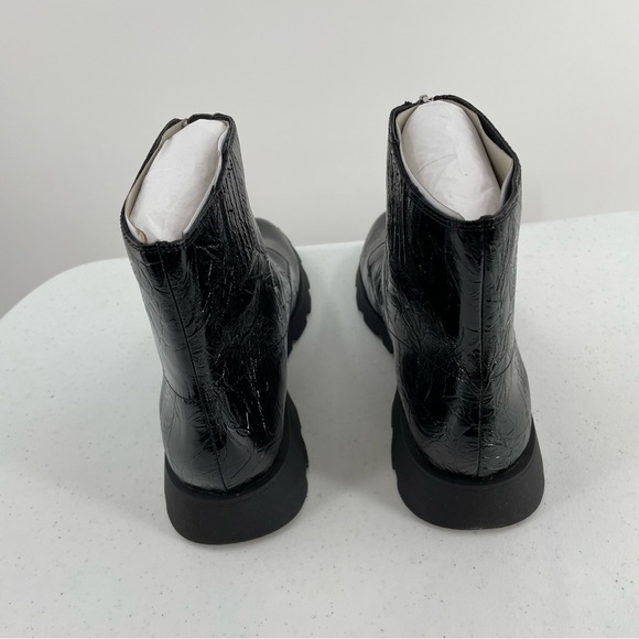 NIB Katy Perry The Daarling Combat Shiny Black Lug Sole Zip Up Boots Women’s 9M - Picture 4 of 9